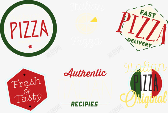 创意PIZZA披萨logo图标图标