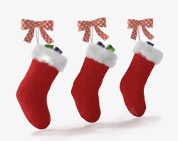 卡通红色圣诞礼物袜子蝴蝶结素材