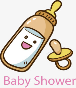 可爱卡通婴儿奶瓶矢量图素材