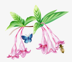 蝴蝶蜜蜂花朵素材