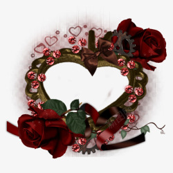 深红色爱心深红色玫瑰边框高清图片