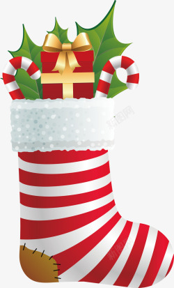 红色圣诞节礼物袜子素材