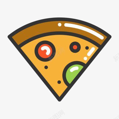 矢量美食素材灰色手绘三角形披萨卡通图标图标