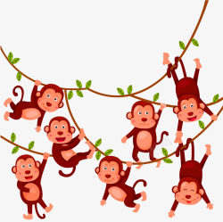 褐色卡通猴子装饰图案素材
