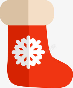 红色雪花冬日圣诞袜素材
