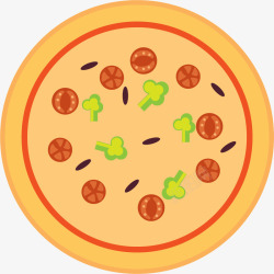 圆形香菇芝士披萨矢量图素材