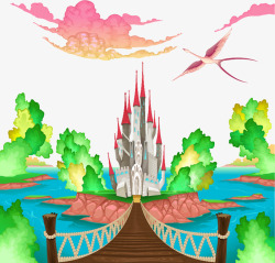 童话城堡矢量图素材