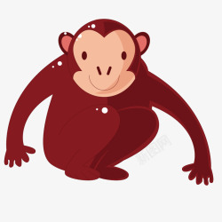 红色质感卡通动物猴子素材