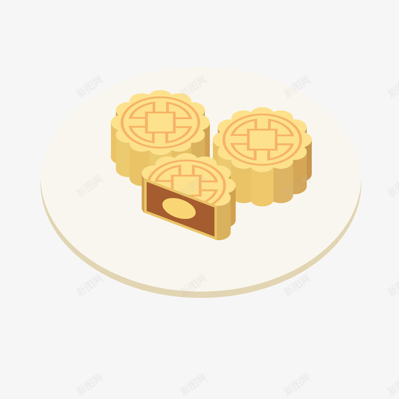 黄色月饼png免抠素材_88icon https://88icon.com 光泽 月饼 白色 盘子 纹理 美食 质感 食物 黄色