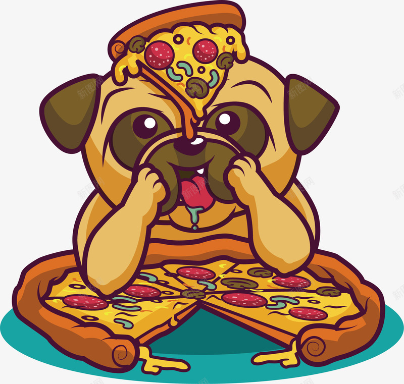 吃披萨的小狗矢量图eps免抠素材_88icon https://88icon.com 小狗吃披萨 矢量素材 美味披萨 芝士披萨 矢量图