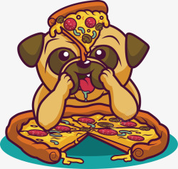 吃披萨的小狗矢量图素材
