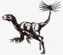 手绘黑白恐怖的远古动物恐龙矢量图素材