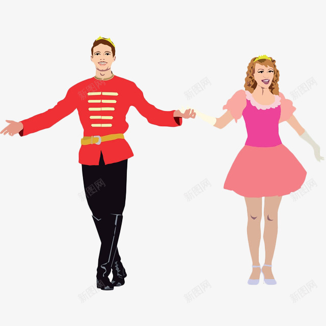 插画王子和公主png免抠素材_88icon https://88icon.com 公主 卡通 手绘 插画 牵手 王子 王子和公主 跳舞