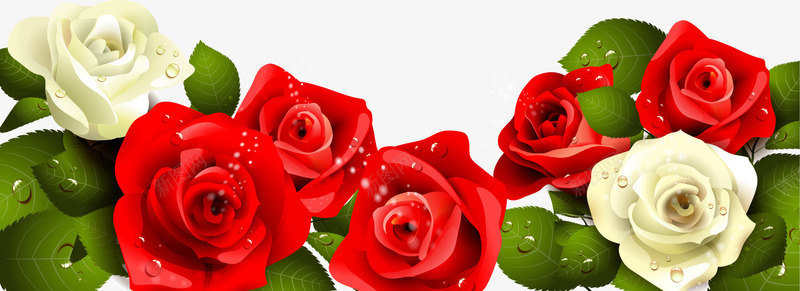 手绘红白玫瑰花绿叶png免抠素材_88icon https://88icon.com 手绘 玫瑰花 红白 绿叶