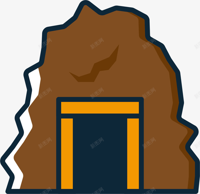 褐色描边卡通矿山png免抠素材_88icon https://88icon.com 卡通矿产 卡通风格 挖矿 挖矿元素 挖矿符号 矢量挖矿 矿山 褐色