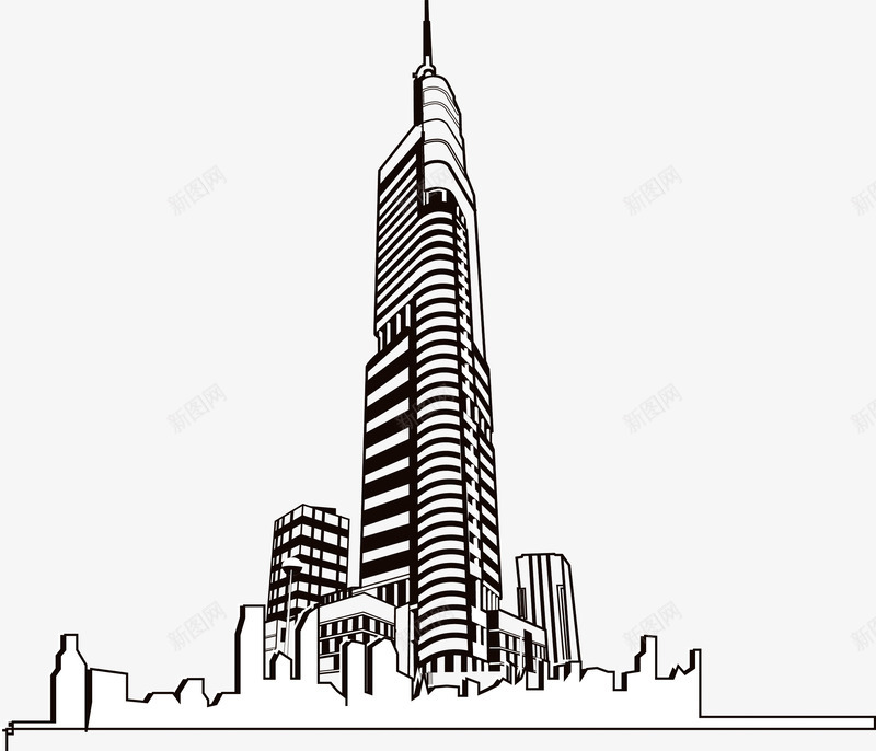 线型城市png免抠素材_88icon https://88icon.com 城市 建筑 线型 高楼