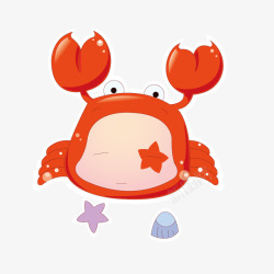 红色可爱小螃蟹矢量图素材