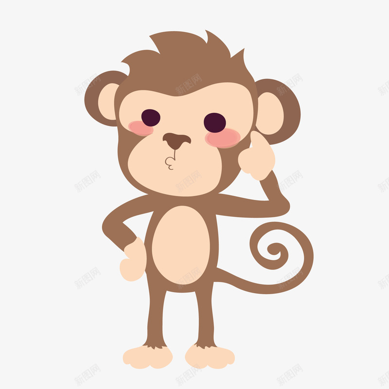 卡通调皮可爱的小猴子矢量图ai免抠素材_88icon https://88icon.com 动物 动物园 卡通 可爱 手绘 水彩 猴子 矢量图 调皮