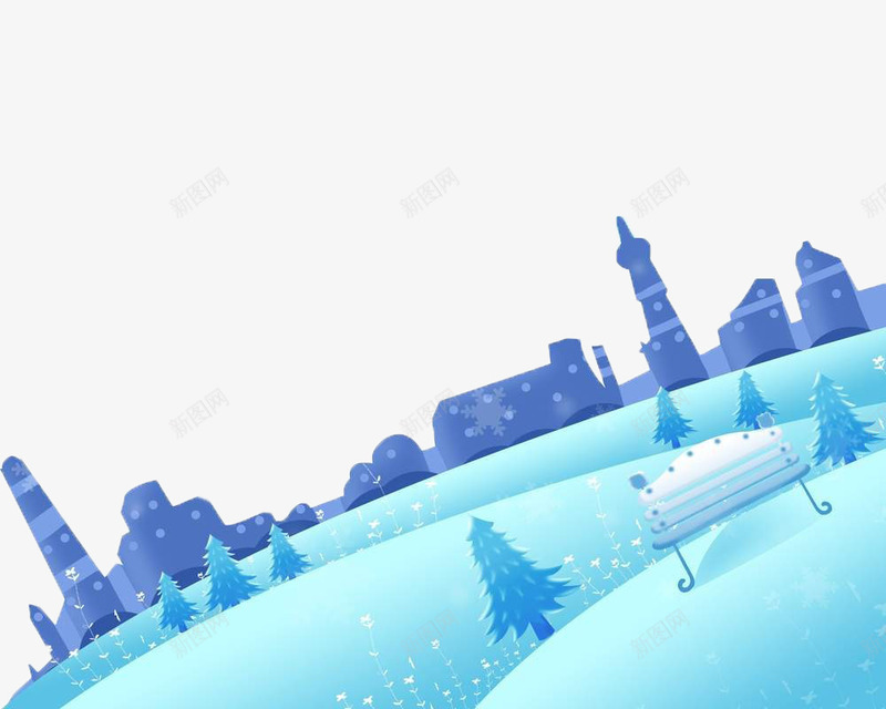 卡通手绘城市雪景psd免抠素材_88icon https://88icon.com 卡通 城市 手绘 雪景 高楼