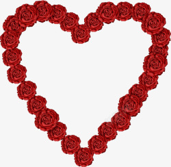 红色玫瑰花心形边框素材