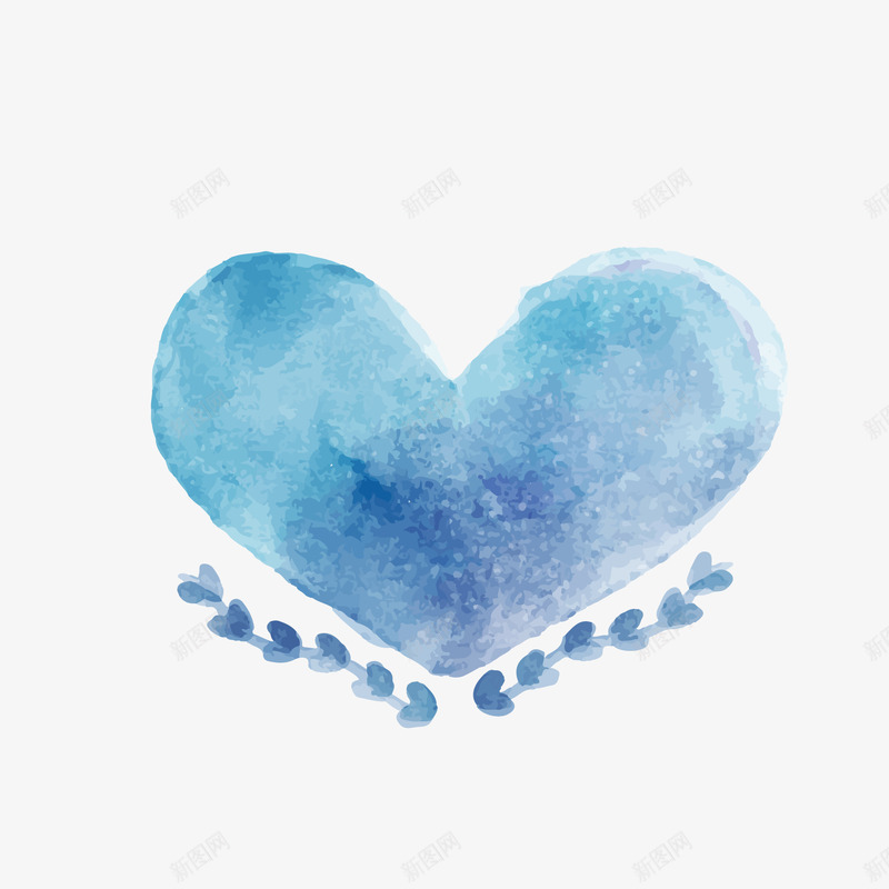 蓝色创意水墨心形元素png免抠素材_88icon https://88icon.com 光泽 创意 卡通插画 心形 渐变 蓝色 质感