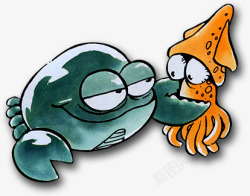 卡通螃蟹章鱼素材