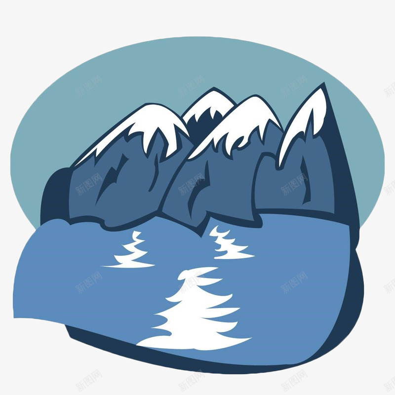 手绘雪山下的江面png免抠素材_88icon https://88icon.com 手绘 水流 江水 江面 蓝色 雪山 风景