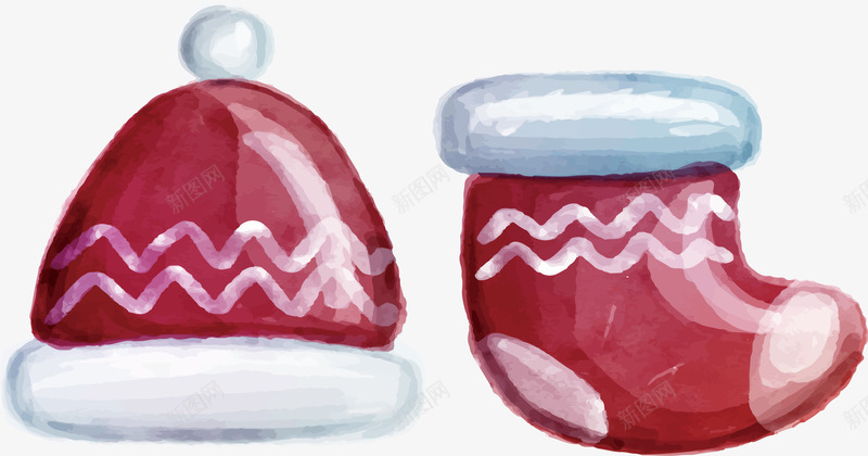 红色暖冬帽子袜子png免抠素材_88icon https://88icon.com 圣诞袜 暖冬 水彩帽子 矢量png 红色圣诞袜 红色帽子