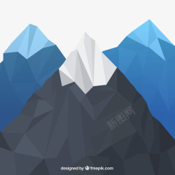 蓝色灰色雪山装饰图案素材