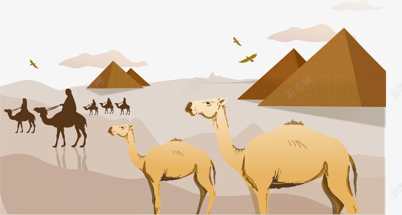 埃及沙漠骆驼金字塔背景png免抠素材_88icon https://88icon.com 埃及 沙漠 矢量背景 金字塔 骆驼