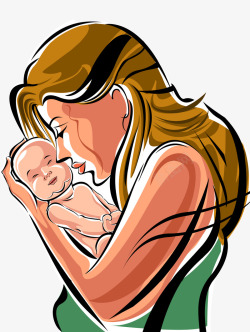 母亲节母抱婴插画1素材