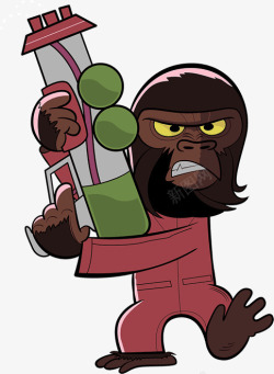 卡通猴子拿着水枪素材