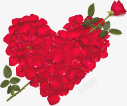 红色玫瑰花瓣心形素材