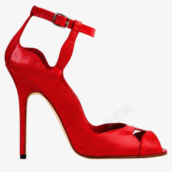 绑带马诺洛品牌女鞋红色高跟素材