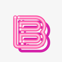 粉色霓虹灯效果字母B矢量图素材