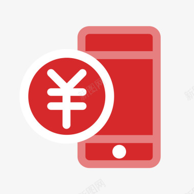 手机一直播图标红色圆角金融业务元素矢量图图标图标