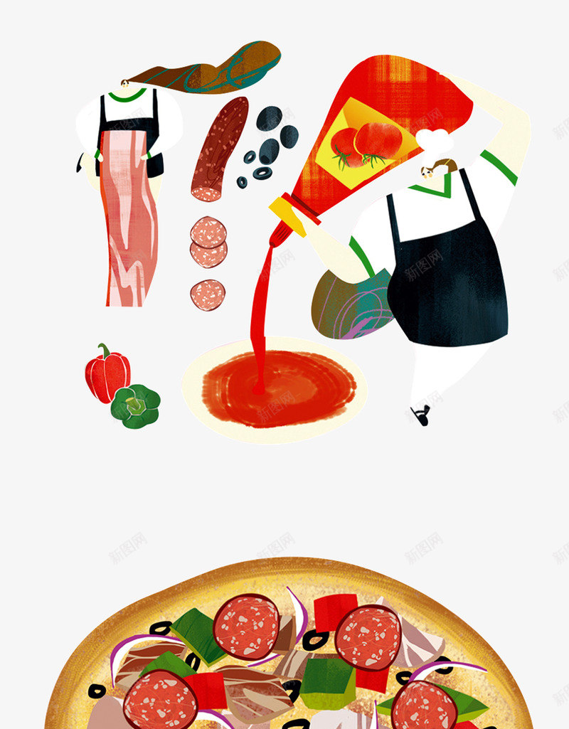 卡通培根披萨制作png免抠素材_88icon https://88icon.com 厨师 培根 披萨 抽象 拉通 柿子椒 番茄酱 食品