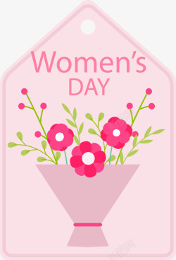 妇女节粉色花朵吊卡素材