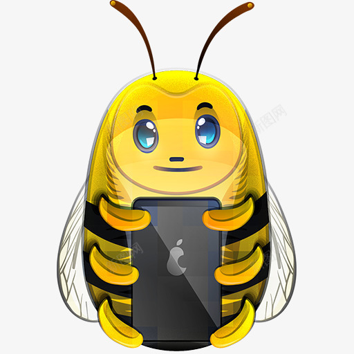 手绘黄色蜜蜂玩手机png免抠素材_88icon https://88icon.com 手机 蜜蜂 黄色
