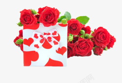 红玫瑰礼物盒素材