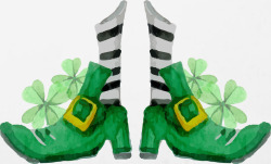 水彩绿色鞋子矢量图素材