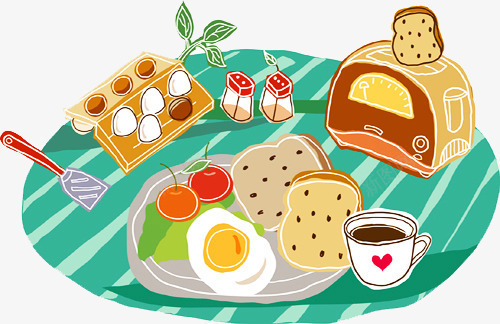 餐桌上的美食png免抠素材_88icon https://88icon.com 卡通 奶茶 绘画 面包 饮料