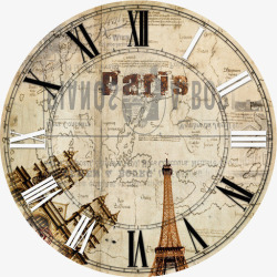 欧式时钟与巴黎铁塔装饰素材
