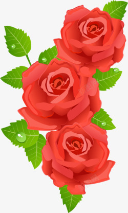 红色绽放花朵手绘素材