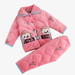 冬季儿童睡衣粉色套装素材