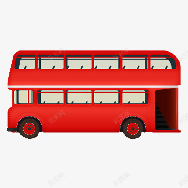 红色卡通双层巴士png免抠素材_88icon https://88icon.com 交通 卡通 双层巴士 手绘 红色巴士 英国巴士