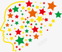 大脑形状星星智能科技大脑矢量图高清图片