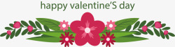 玫红花朵情人节标题框矢量图素材