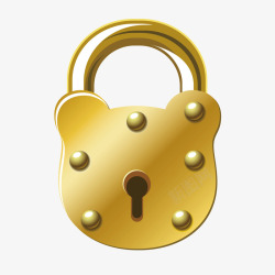 金属金黄色锁头小锁矢量图素材