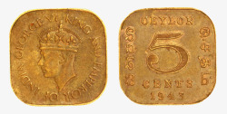 金色圆角的斯里兰卡硬币实物素材